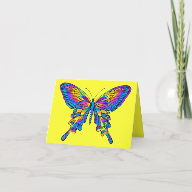 Carte Papillon en Beau Multi-Couleur avec Bleu (Devant)