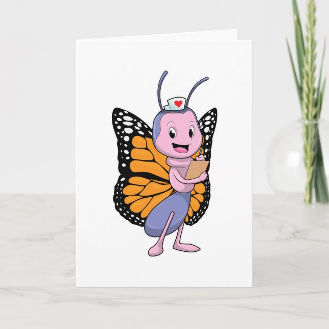 Carte Papillon en infirmière (Devant)