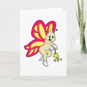 Carte Papillon en sorcier avec baguette magique