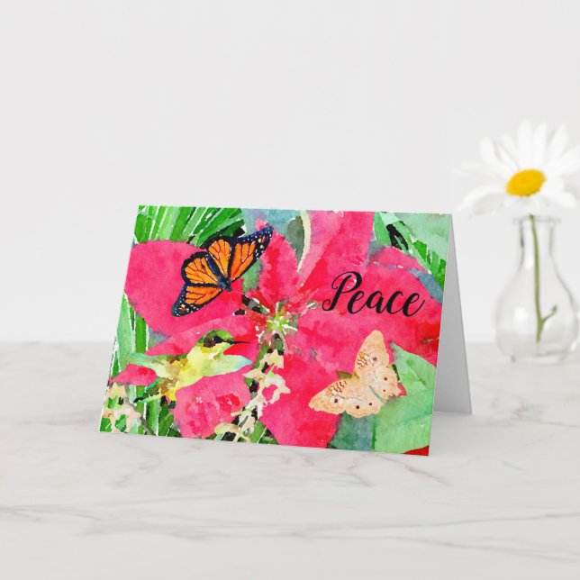 Carte Papillon et colibri de Noël Art Monarch (Petite plante)