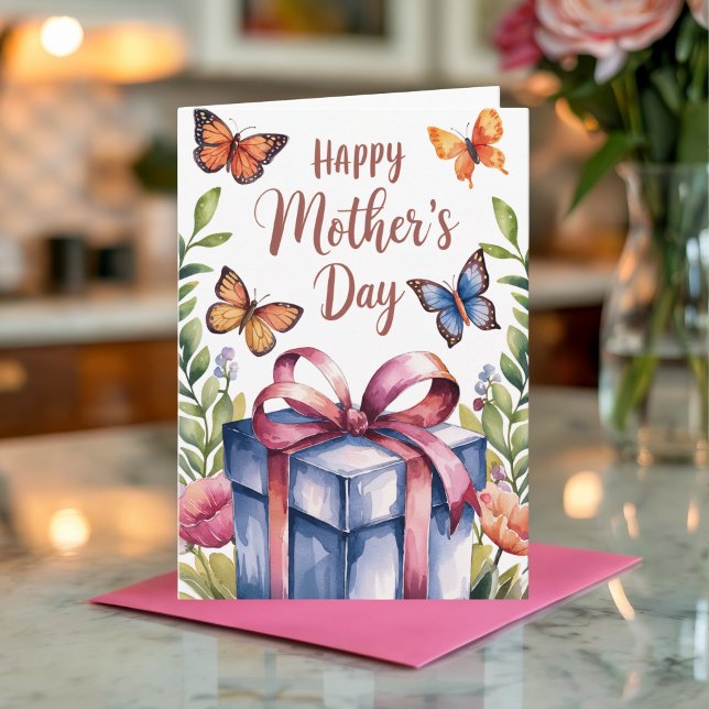 Carte Papillon floral aquarelle pour la fête des mères (Créateur téléchargé)