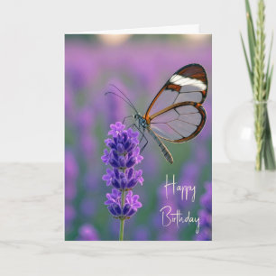 Carte Papillon Glasswing à la naissance sur la lavande