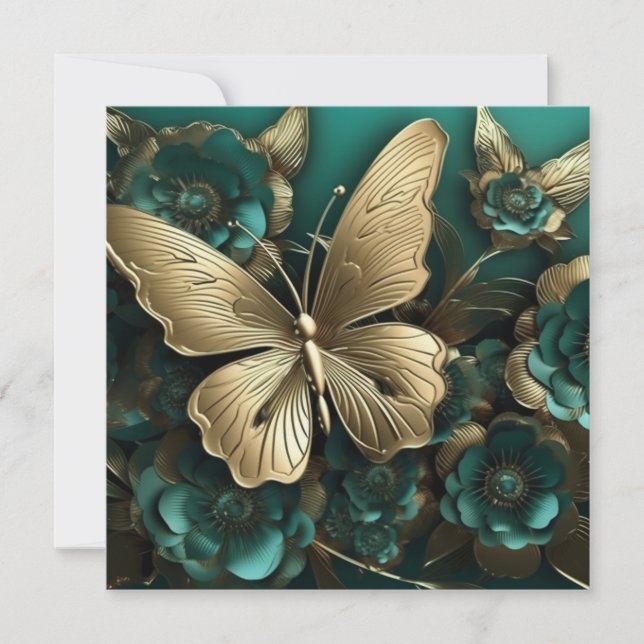 Carte Papillon Gold personnalisable (Devant)