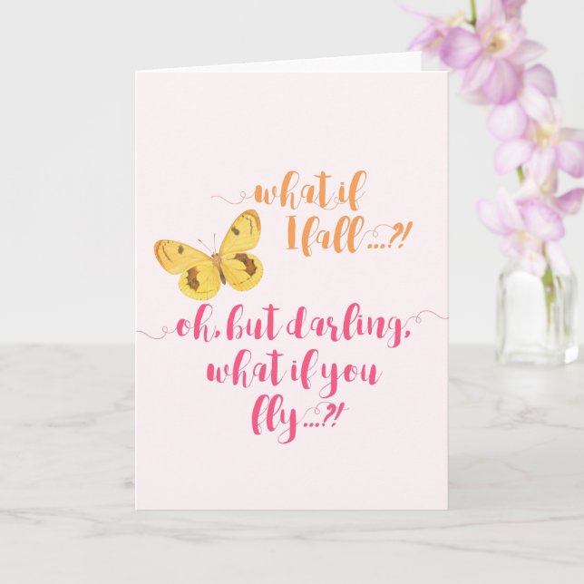 Carte Papillon jaune - Et si je tombe ? Inspiration (Orchidée)