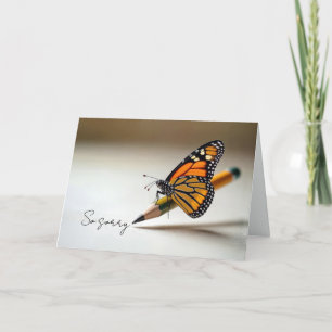 Carte Papillon Monarch de Condoléances sur un Crayon