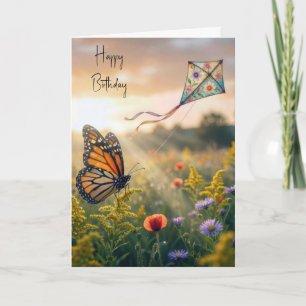 Carte Papillon Monarch Fêtant Son Anniversaire En Volant