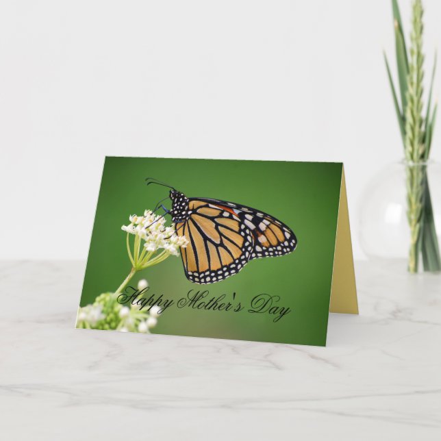Carte Papillon Monarque de la Fête des Mères sur le légu (Devant)