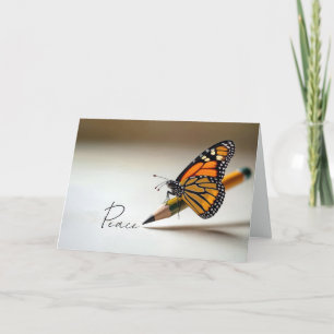Carte Papillon Monarque de Sympathie sur un Crayon