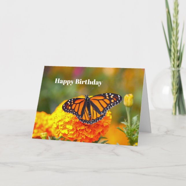 Carte Papillon Monarque Orange Marigold Photo Anniversai (Devant)
