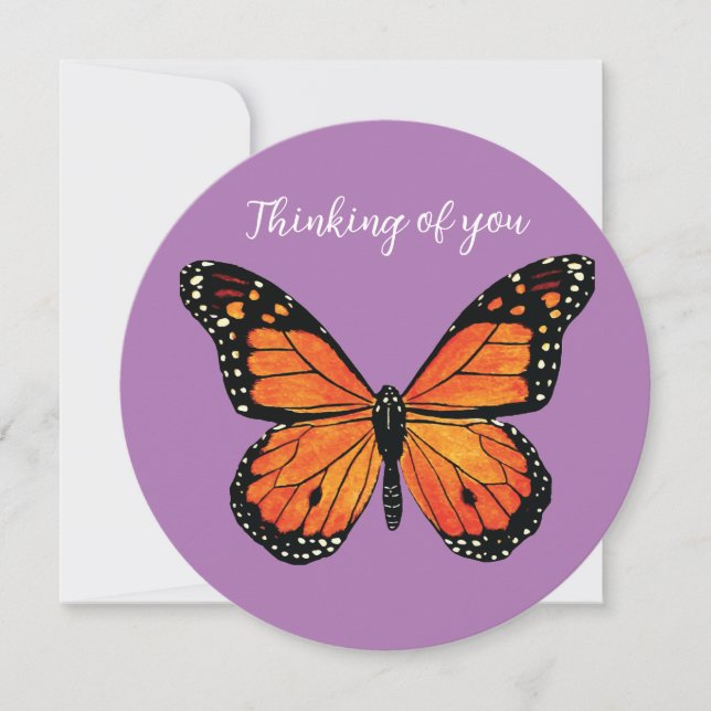 Carte Papillon monarque pourpre et orange (Devant)