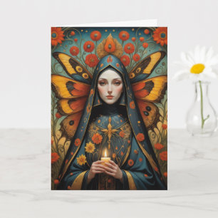 Carte Papillon Nun tenant la bougie Toute occasion vide