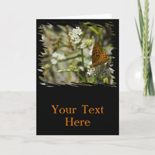 Carte Papillon orange et abeille