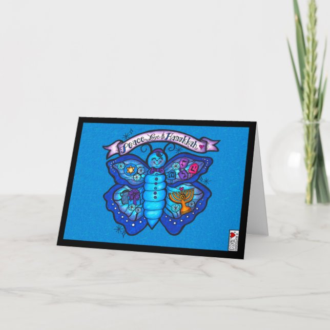 Carte Papillon Peace Love & Hannukah (Devant)