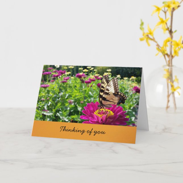 Carte Papillon- Pensées pour toi (intérieur vierge) (Fleur jaune)