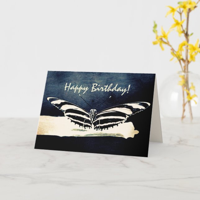 Carte Papillon personnalisé Joyeux anniversaire (Fleur jaune)