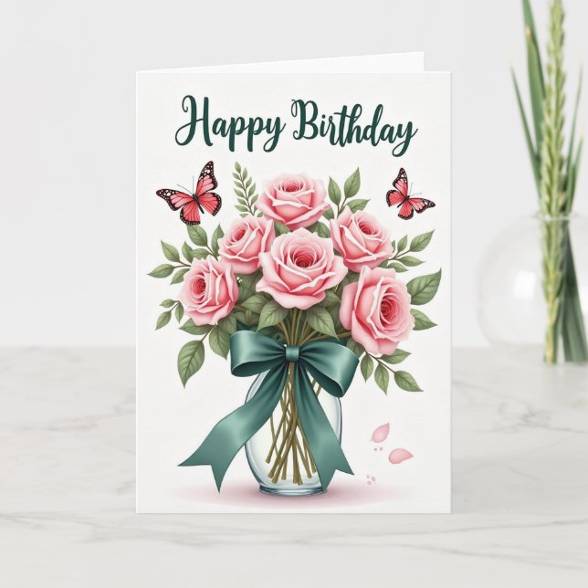 Carte Papillon Rose Joyeuse (Devant)
