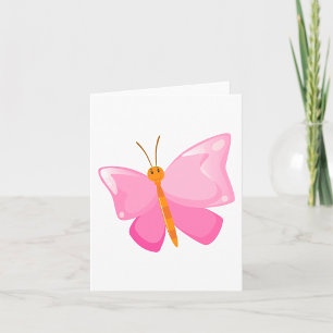 Carte Papillon rose souriant