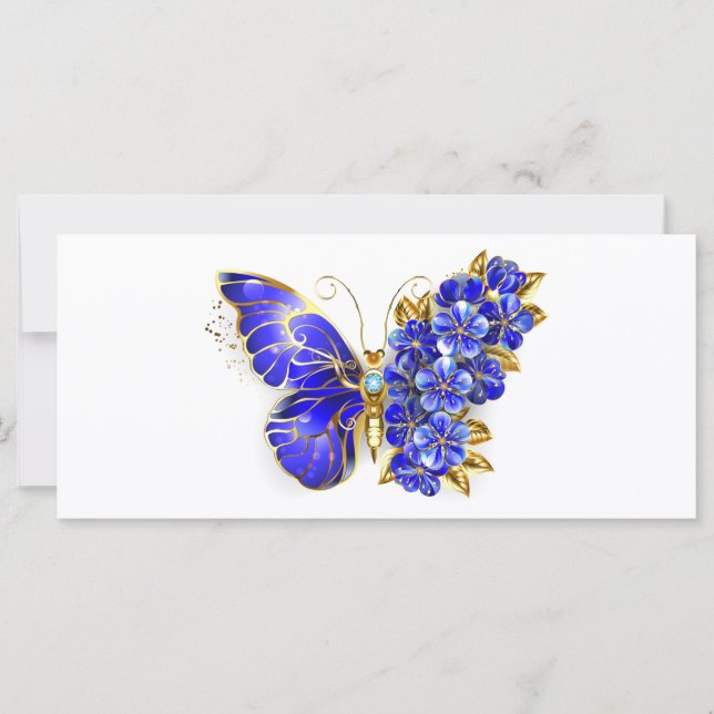 Carte Papillon saphir à fleurs (Devant)
