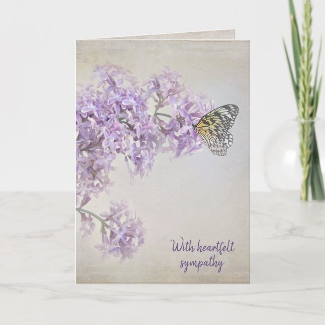 Carte Papillon sur Lilac Flower Sympathy (Devant)