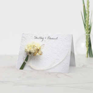 Carte Papillon sur mariage bouquet de fleurs
