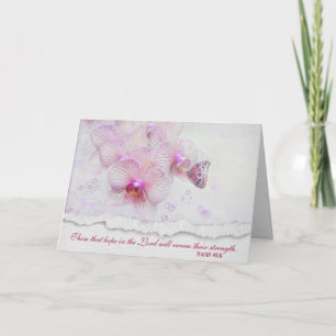 Carte Papillon sur orchidée rose avec versets bibliques