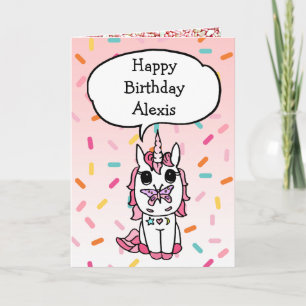 Carte Papillon Unicorn magique Anniversaire