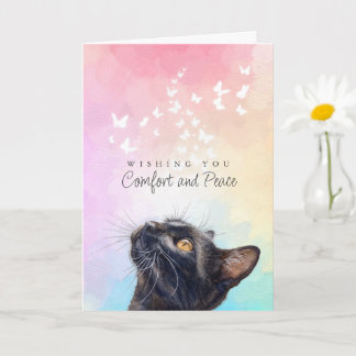 Carte Papillons Blancs Arc-en-Ciel Chat Noir Deuil Sympa