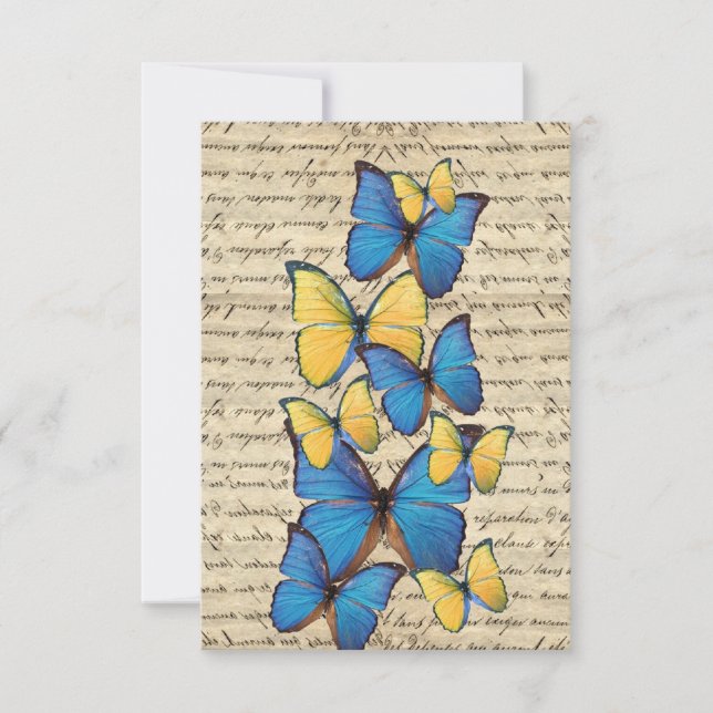 Carte Papillons bleu et jaune (Devant)