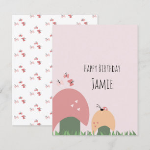 Carte Papillons, Champignons, Ladybugs Joyeux anniversai