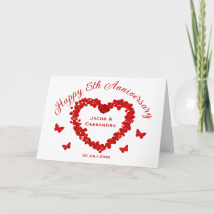 Carte Papillons Coeur Rose Rouge Chic Anniversaire photo