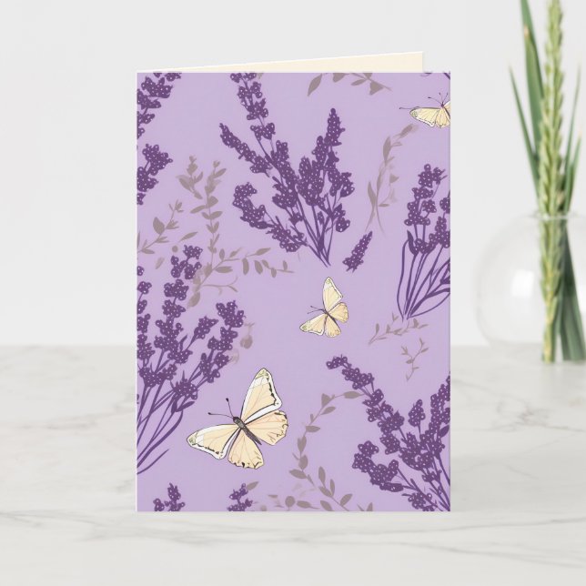 Carte Papillons d'anniversaire avec Lavande (Devant)