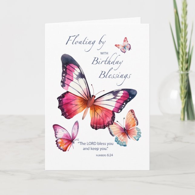 Carte Papillons d'aquarelle religieuse d'anniversaire (Devant)