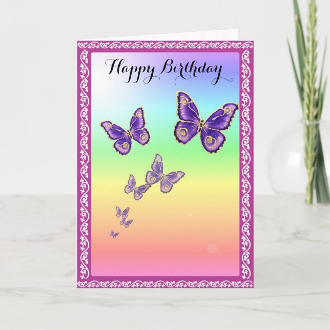 Carte Papillons d'été.Joyeux anniversaire (Devant)