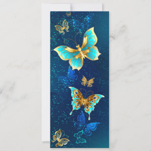 Carte Papillons d'or sur un Arrière - plan bleu