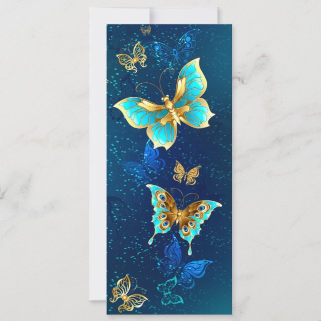 Carte Papillons d'or sur un Arrière - plan bleu (Devant)