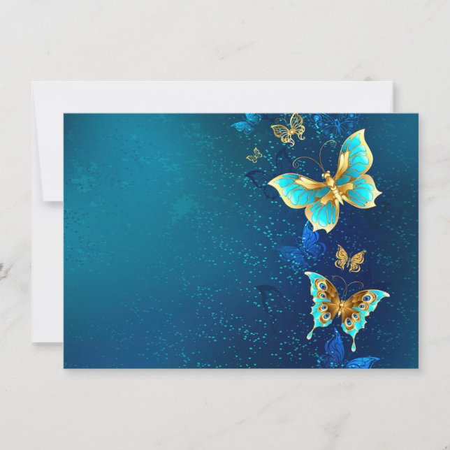 Carte Papillons d'or sur un Arrière - plan bleu (Devant)