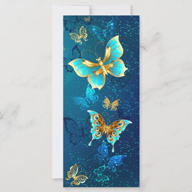 Carte Papillons d'or sur un Arrière - plan bleu (Devant)