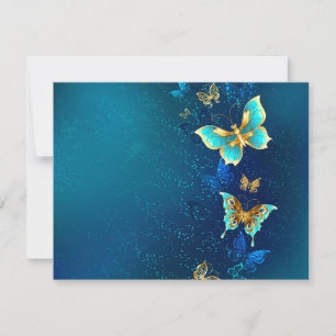 Carte Papillons d'or sur un Arrière - plan bleu