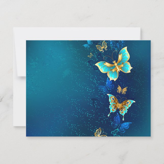 Carte Papillons d'or sur un Arrière - plan bleu (Devant)