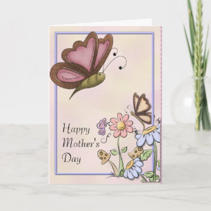 Carte Papillons et fleurs pour la fête des mères