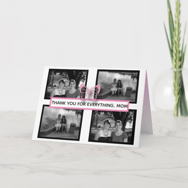 Carte Papillons et photos de la Fête des Mères (Devant)