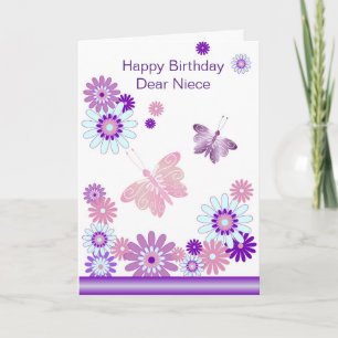 Carte Papillons Fleurs Nièce Personnalisée Anniversaire