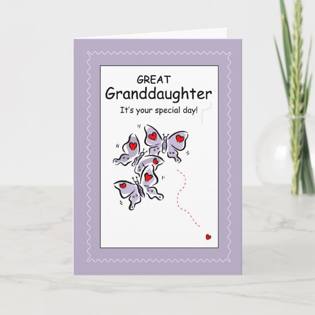 Carte Papillons Grand-fille Anniversaire (Devant)