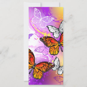 Carte Papillons Monarque sur Arrière - plan pourpre