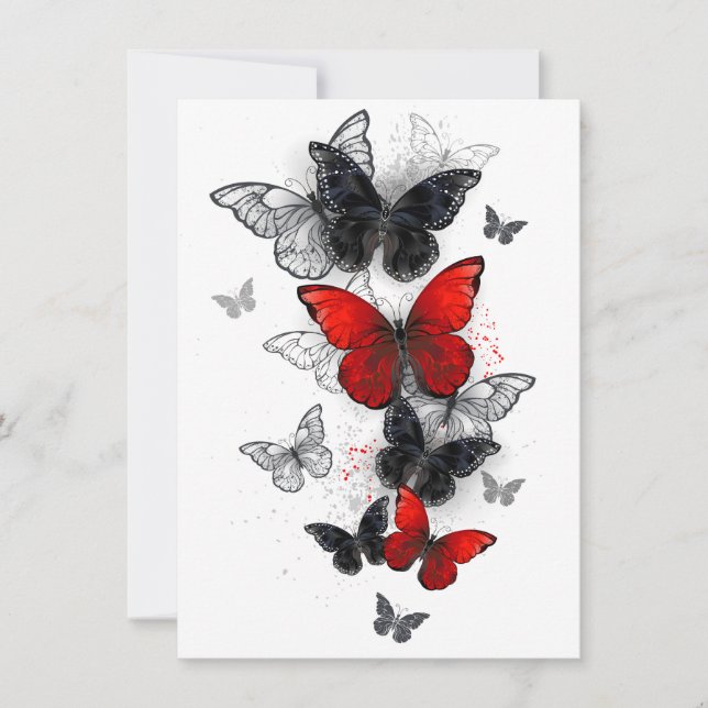 Carte Papillons noirs et rouges volants (Devant)