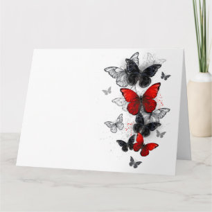 Carte Papillons noirs et rouges volants