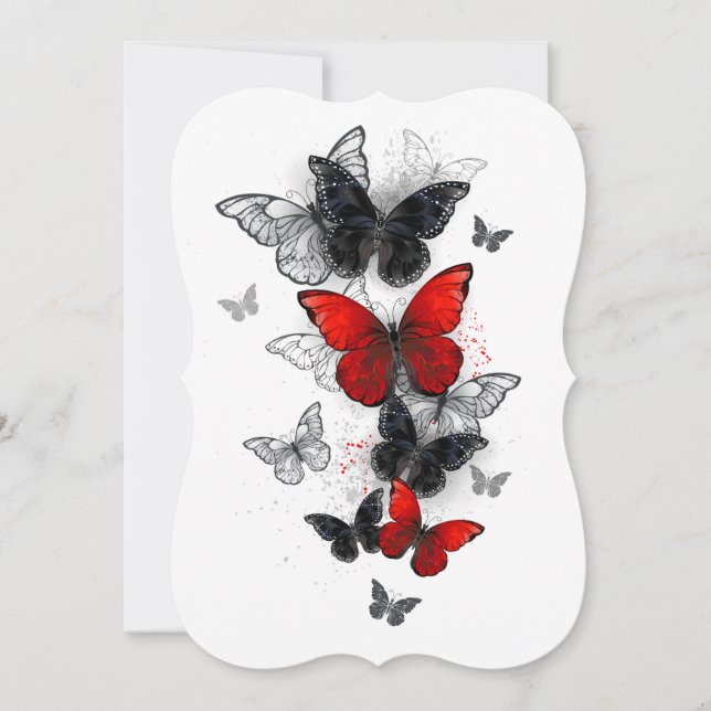 Carte Papillons noirs et rouges volants (Devant)