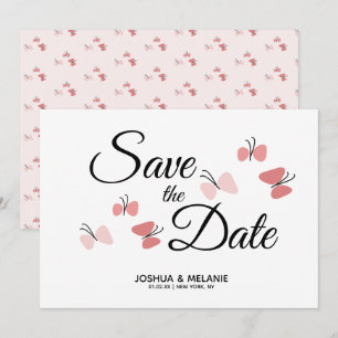 Carte Papillons romantiques roses, Enregistrez les dates