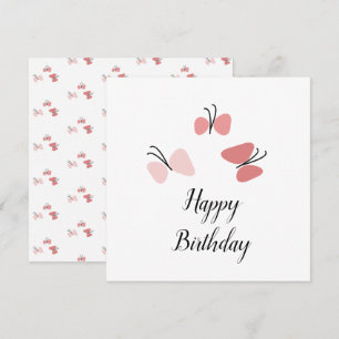 Carte Papillons roses flottants Joyeux Anniversaire