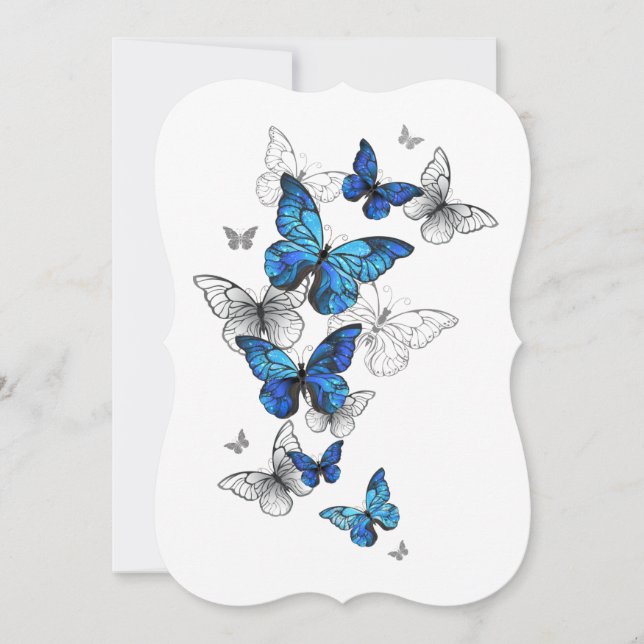 Carte Papillons volants bleus Morpho (Devant)
